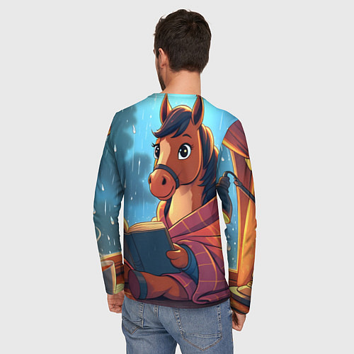 Мужской лонгслив Лошадка уютным вечером / 3D-принт – фото 4
