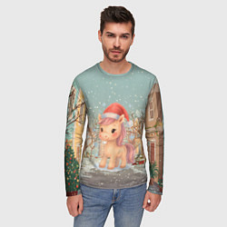 Лонгслив мужской Маленькая новогодняя милая лошадка, цвет: 3D-принт — фото 2