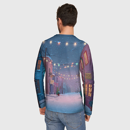 Мужской лонгслив Лошадка с новогоднем венком 2026 / 3D-принт – фото 4