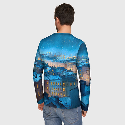 Мужской лонгслив Крыши зимнего Питера / 3D-принт – фото 4