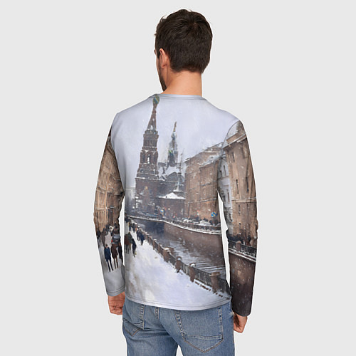 Мужской лонгслив Санкт-Петербург зима / 3D-принт – фото 4