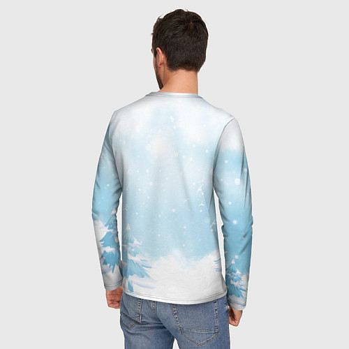 Мужской лонгслив Санта в зимнем лесу / 3D-принт – фото 4