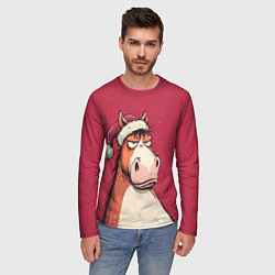 Лонгслив мужской Комичная новогодняя лошадь, цвет: 3D-принт — фото 2