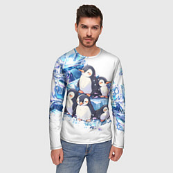 Лонгслив мужской Пингвины и лёд, цвет: 3D-принт — фото 2