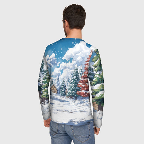 Мужской лонгслив Новогодняя лошадь в гирлянде / 3D-принт – фото 4