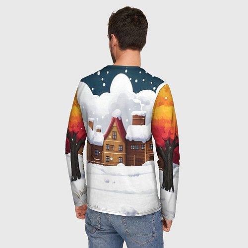 Мужской лонгслив Новогодняя лошадка с мешком подарков / 3D-принт – фото 4