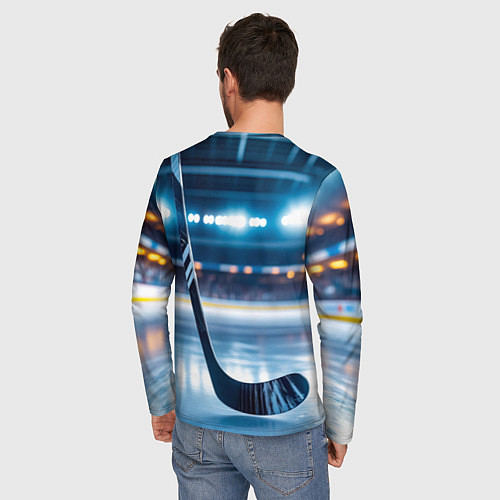Мужской лонгслив Хоккейная клюшка на льду арены / 3D-принт – фото 4