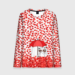 Лонгслив мужской Сердцепад и сердитый кот, цвет: 3D-принт