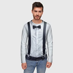 Лонгслив мужской Рубашка с подтяжками, цвет: 3D-принт — фото 2