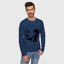 Лонгслив хлопковый мужской Ленин: скульптура, цвет: тёмно-синий — фото 2