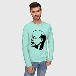 Лонгслив хлопковый мужской Ленин: скульптура цвета мятный — фото 2