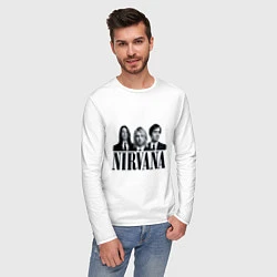 Лонгслив хлопковый мужской Nirvana Group, цвет: белый — фото 2