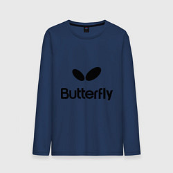 Лонгслив хлопковый мужской Butterfly Logo, цвет: тёмно-синий