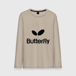 Лонгслив хлопковый мужской Butterfly Logo, цвет: миндальный
