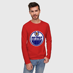 Лонгслив хлопковый мужской Edmonton Oilers, цвет: красный — фото 2