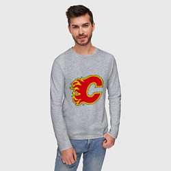 Лонгслив хлопковый мужской Calgary Flames, цвет: меланж — фото 2