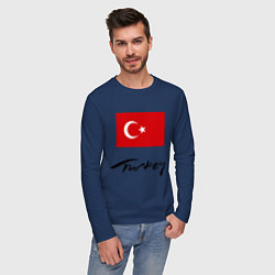 Лонгслив хлопковый мужской Turkey, цвет: тёмно-синий — фото 2