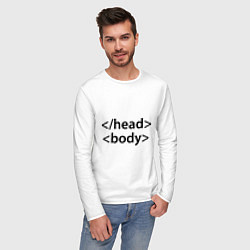 Лонгслив хлопковый мужской Head Body, цвет: белый — фото 2