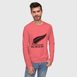 Лонгслив хлопковый мужской New Zeland: All blacks, цвет: коралловый — фото 2