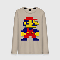 Лонгслив хлопковый мужской Pixel Mario, цвет: миндальный