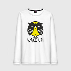 Лонгслив хлопковый мужской Owl: Wake up!, цвет: белый