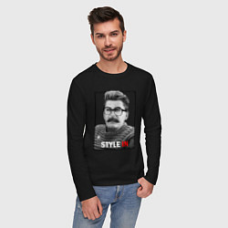 Лонгслив хлопковый мужской Stalin: Style in, цвет: черный — фото 2