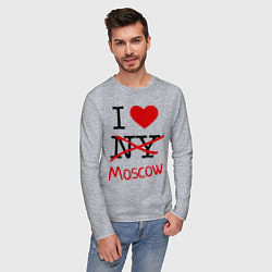 Лонгслив хлопковый мужской I love Moscow, цвет: меланж — фото 2