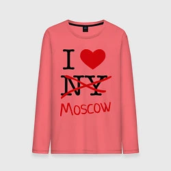 Лонгслив хлопковый мужской I love Moscow, цвет: коралловый