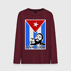 Лонгслив хлопковый мужской Fidel: Viva, Cuba! цвета меланж-бордовый — фото 1