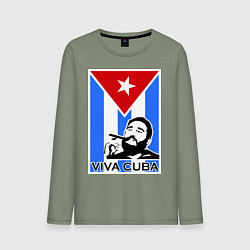 Лонгслив хлопковый мужской Fidel: Viva, Cuba!, цвет: авокадо