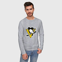 Лонгслив хлопковый мужской Pittsburgh Penguins, цвет: меланж — фото 2