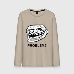 Лонгслив хлопковый мужской Trollface. Problem? Проблемы?, цвет: миндальный