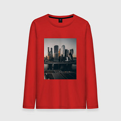 Лонгслив хлопковый мужской Moscow City, цвет: красный