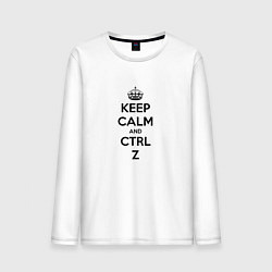 Лонгслив хлопковый мужской Keep Calm & Ctrl + Z, цвет: белый