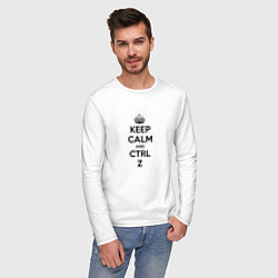 Лонгслив хлопковый мужской Keep Calm & Ctrl + Z, цвет: белый — фото 2