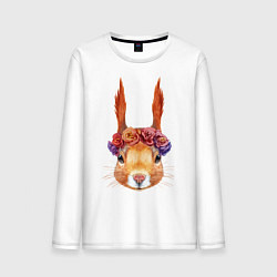 Лонгслив хлопковый мужской Белка с венком, цвет: белый