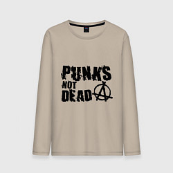 Лонгслив хлопковый мужской Punks not dead, цвет: миндальный