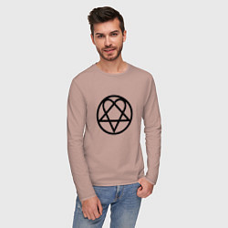 Лонгслив хлопковый мужской HIM Symbol, цвет: пыльно-розовый — фото 2