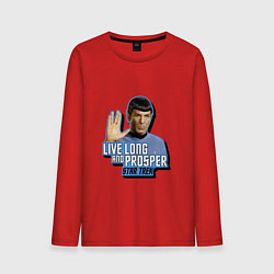 Лонгслив хлопковый мужской Live long and prosper, цвет: красный