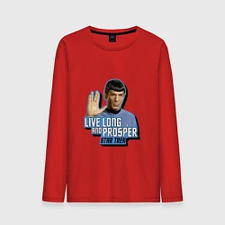 Лонгслив хлопковый мужской Live long and prosper, цвет: красный