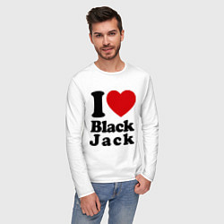 Лонгслив хлопковый мужской I love black jack, цвет: белый — фото 2