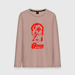 Лонгслив хлопковый мужской Дэвид Боуи, цвет: пыльно-розовый