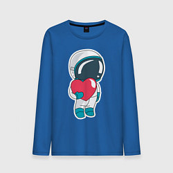 Лонгслив хлопковый мужской Влюбленный космонавт цвета синий — фото 1