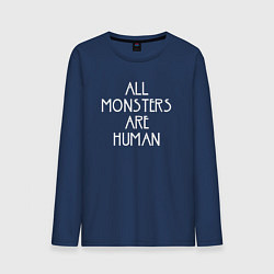 Лонгслив хлопковый мужской All Monsters Are Human, цвет: тёмно-синий