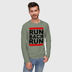 Лонгслив хлопковый мужской Run Вася Run, цвет: авокадо — фото 2