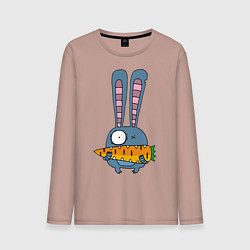 Лонгслив хлопковый мужской Заяц с морковкой, цвет: пыльно-розовый