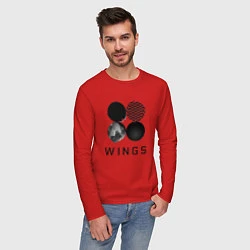 Лонгслив хлопковый мужской BTS Wings, цвет: красный — фото 2