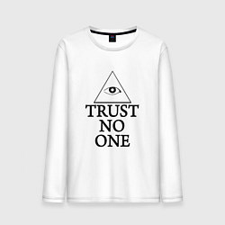 Лонгслив хлопковый мужской Trust no one, цвет: белый