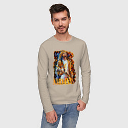 Лонгслив хлопковый мужской Cobain Art, цвет: миндальный — фото 2