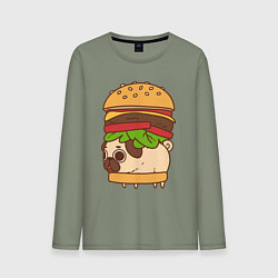 Лонгслив хлопковый мужской Мопс-бургер, цвет: авокадо